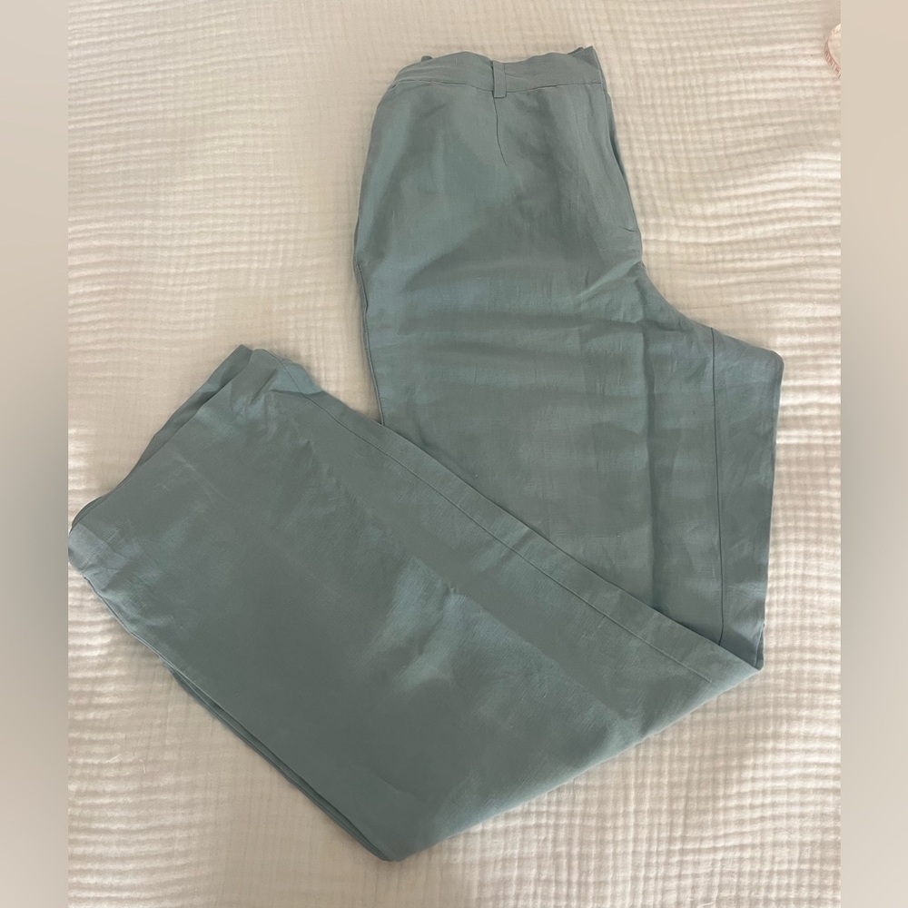 Vintage Light Blue Silk Linen Blend Pant/Trouser, 4/6